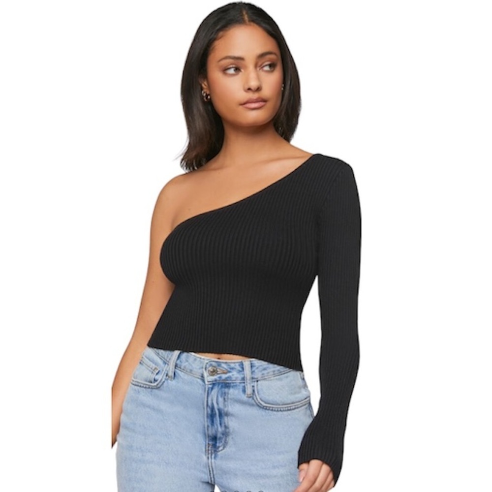 Forever 21 One-Shoulder Sweater-Knit Top